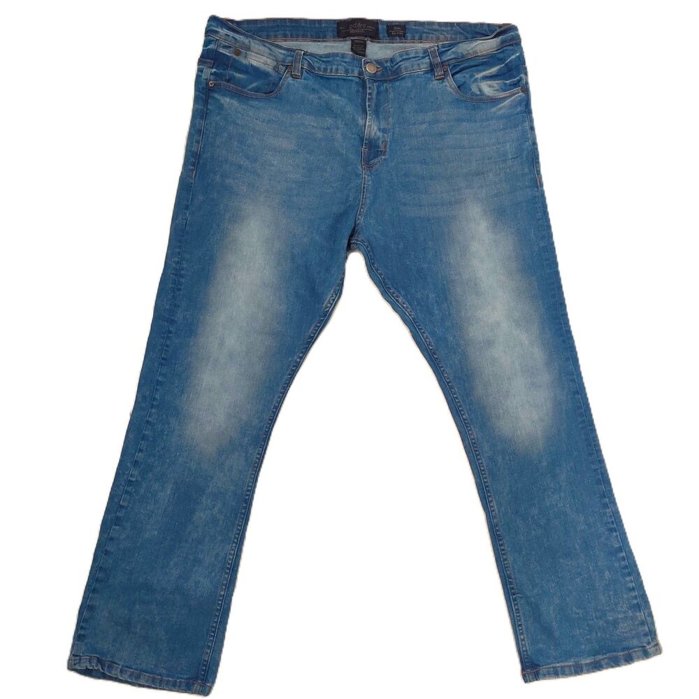 PD&C Men’s 42x30 Slim Fit Stretch Jeans Medium Wash Faded Distressed Denim